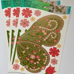 Floral & butterfly wall decals — 12 sheets total, stickers on front & back